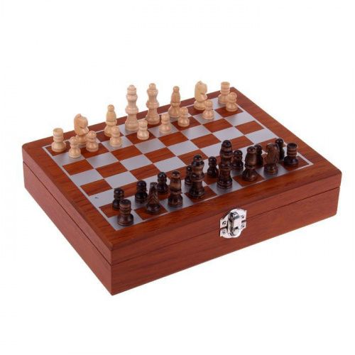 Набор подарочный: шахматы, фляжка 240 мл, воронка, штопор, 2 стопки, в чемоданчике (арт.12775809)